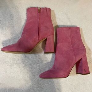 Sam Edelman Pink Suede Ankle Boots